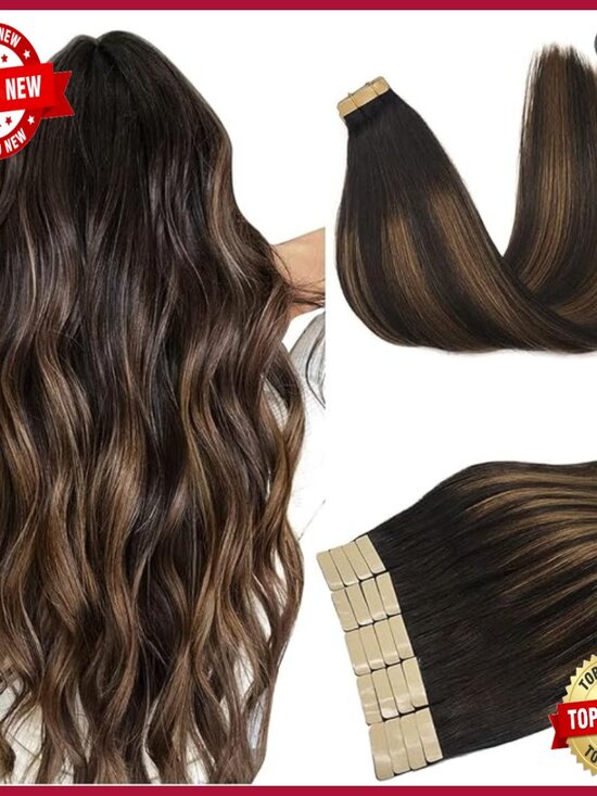 20pcs Tape-in Human Hair Extensions 20 Inch Silky Straight 50g main image 4